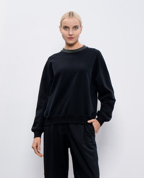 Brunello Cucinelli Черный свитшот с цепочкой мониль MN05NHR310