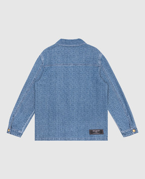 Balmain Детская синяя джинсовая куртка в монолог логотипа шаблон. BW2P47Z2867