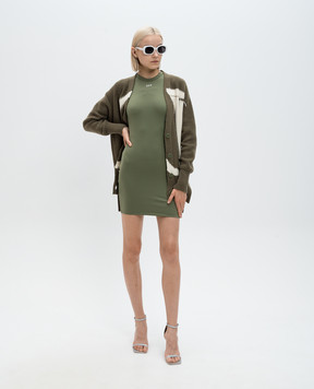 Off-White Зеленый кардиган из шерсти с логотипом OW OWHB043F24KNI001