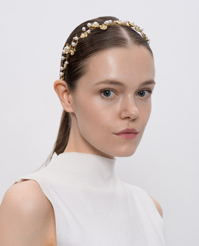 LELET NY Золотистий обруч Brynn з покриттям 14 карат та перлами LELSS252000G