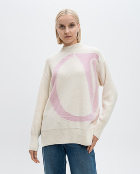 Off-White Бежевий светр з вовни з логотипом OW OWHE102F24KNI001