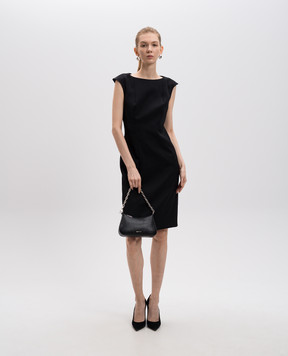 Alexander McQueen Чорна сукня-футляр міді з вовни 819067QJADA
