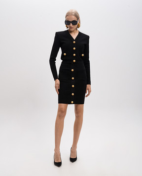 Balmain Черная юбка в тканый геометрический узор. DF0LC017KH58