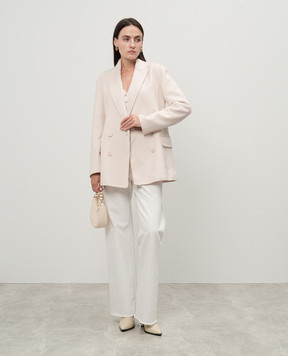 Twinset Бежевый двубортный жакет с шерстью 242TP2063