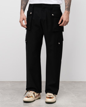 Off-White Чорні штани карго з вовною OMCO03AS25FAB001