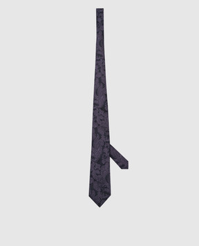 Brunello Cucinelli Фіолетова краватка із шовку в квітковий візерунок MV8890018