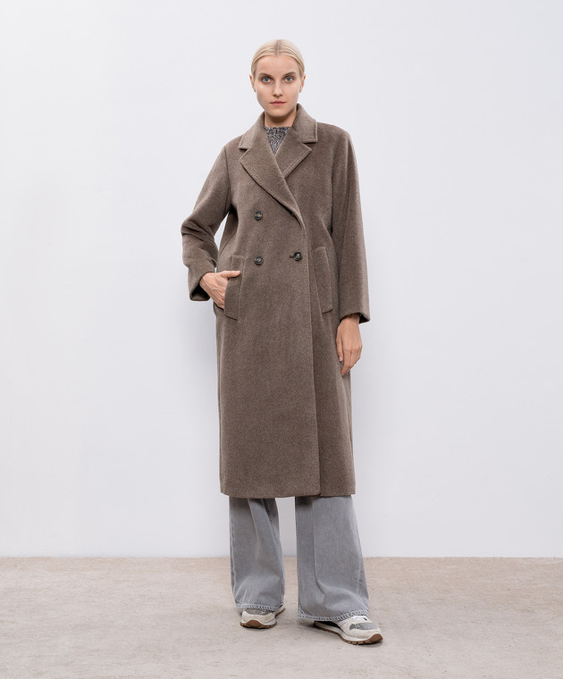 マリ子 Max Mara Weekend - Коричневое двубортное пальто ZUFOLO с шерстью