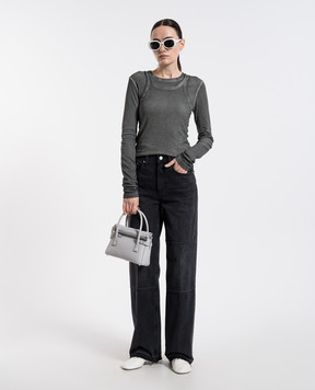Helmut Lang Сірий топ з вишивкою монограми логотипа O10HW506