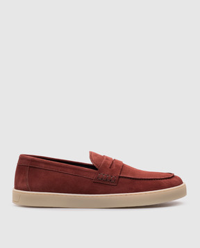 Canali Бордовые замшевые лоферы RB00929561204