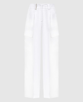 Peserico Белые брюки карго из льна с цепочкой мониль E0410402606