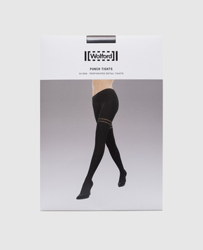 Wolford Черные колготки с фигурными вырезами. 14989