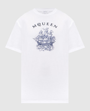 Alexander McQueen Біла футболка з брендовим принтом 839224QTADX