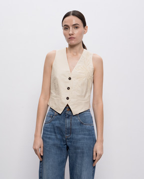 Brunello Cucinelli Бежевый жилет с аппликацией M0F79HJ506