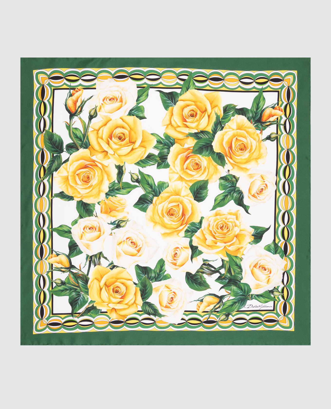 

Платок из шелка в цветочный принт., Разноцветный, Платки