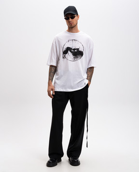 Ann Demeulemeester Белая футболка с принтом Dieter 2402MJTS0637FA206