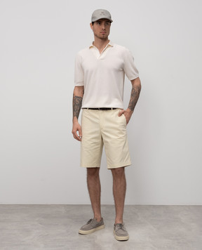 Loro Piana Бежевое поло Buttonless с шелком FAM0531