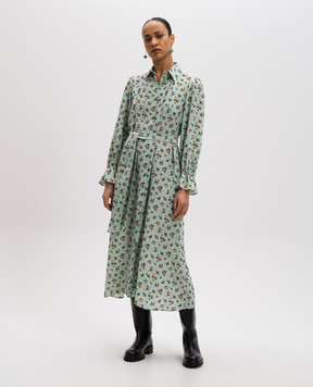 Max Mara Weekend Зелена сукня міді TAFFY із шовку в квітковий принт TAFFY