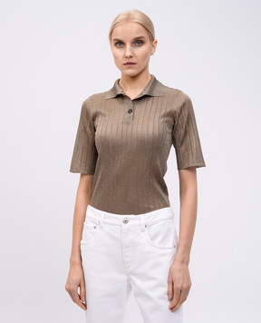 Brunello Cucinelli Коричневе поло з люрексом MMF849905