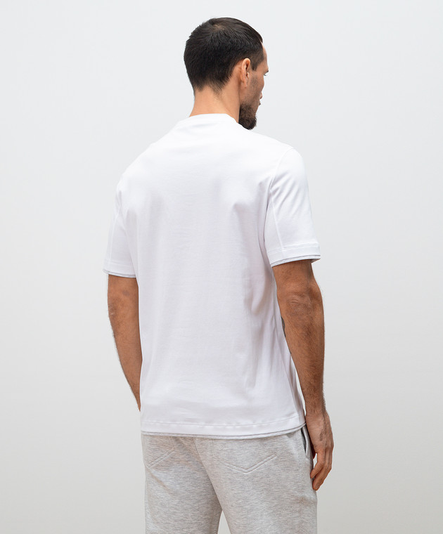 Brunello Cucinelli Біла футболка з емблемою з ефектом накладання шарів M0B137427G зображення 4