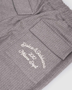 Dolce&Gabbana Детские серые брюки джогеры в полоску L44P90FURN5