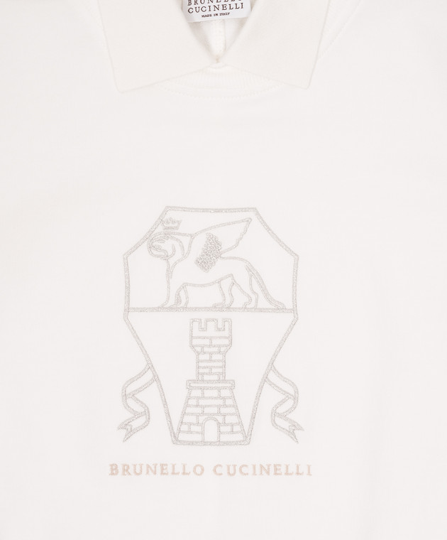Brunello Cucinelli Дитячий білий світшот з вишивкою логотипа BH827E852C зображення 3