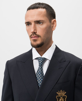 Dolce&Gabbana Синий галстук из шелка в принт GT149EG0WU1
