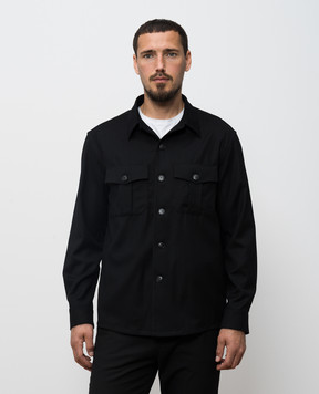 Canali Черная рубашка из шерсти AR0347231019