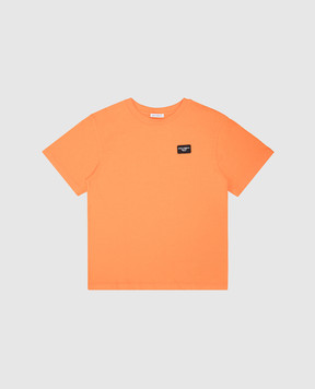 Dolce&Gabbana Дитяча помаранчева футболка з нашивкою логотипа L4JTBLG7M4S46