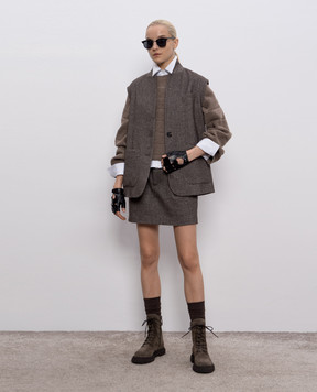 Brunello Cucinelli Коричневий светр з кашеміру та вовни MBM738200P