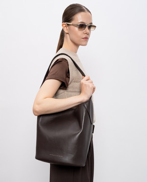Brunello Cucinelli Коричнева шкіряна сумка з логотипом MBGED2751P
