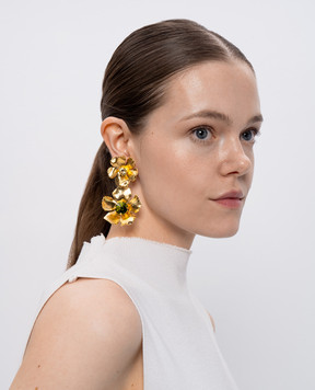 LELET NY Золотисті сережки Eden у формі квітів з кристалами Swarovski LELSS252026AM