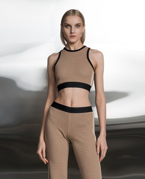 Palm Angels Коричневий топ з візерунком логотипа PWHT001S24KNI001
