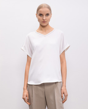 Brunello Cucinelli Белый топ из шелка M0C59EL102