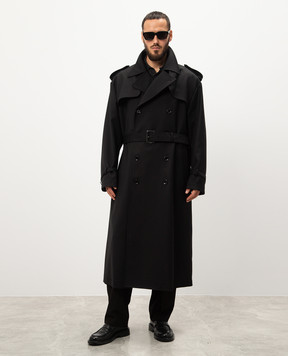 Dolce&Gabbana Чорний двобортний тренч з вовни G049GTFU28P
