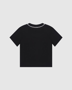 Dolce&Gabbana Детская черная футболка с кристаллами L5JTKTG7K5Q812+