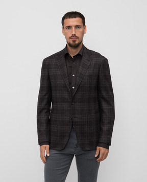 Canali Сірий блейзер з вовни в клітинку CF0126023275