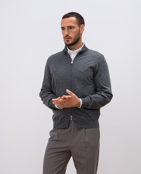 Brunello Cucinelli Серый кардиган из шерсти и кашемира M2400106