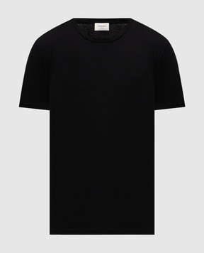 Saint Laurent Чорна футболка з вишивкою монограми 819395Y2ZJ2