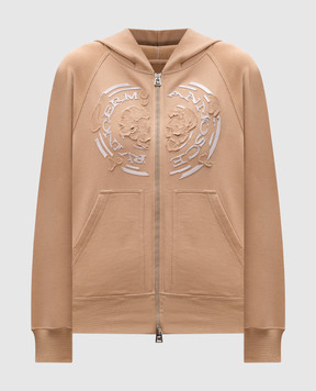 Ermanno Scervino Бежевая спортивная куртка с фактурной вышивкой логотипа D461M301RSTKRA