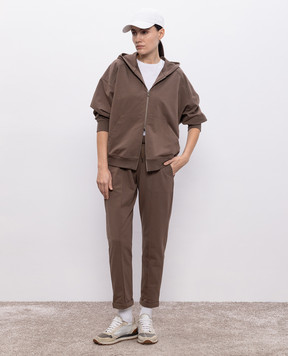 Brunello Cucinelli Коричневые спортивные штаны с цепочкой мониль MH827FB799