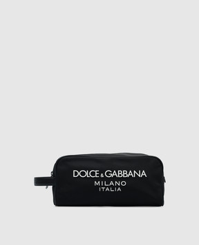 Dolce&Gabbana Чорний несесер з фактурним логотипом BT0989AG182