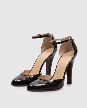 Valentino Чорні шкіряні глянцеві туфлі з емблемою 7W2S0MI2ZJM