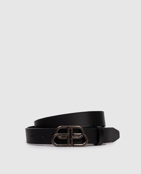 Balenciaga Чорний шкіряний ремінь з емблемою ВВ 5816901CH0J