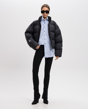 Balenciaga Черная укороченная куртка Ski Cropped Puffer с логотипом 809489TNO12