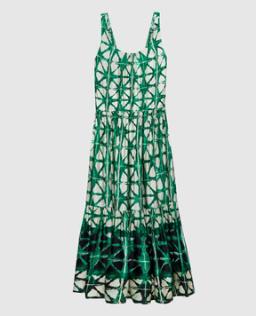 Solotre Зеленое платье в брендовый принт M1B0080