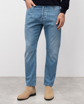 Brunello Cucinelli Блакитні джинси з вишивкою емблеми логотипа ME645X1290