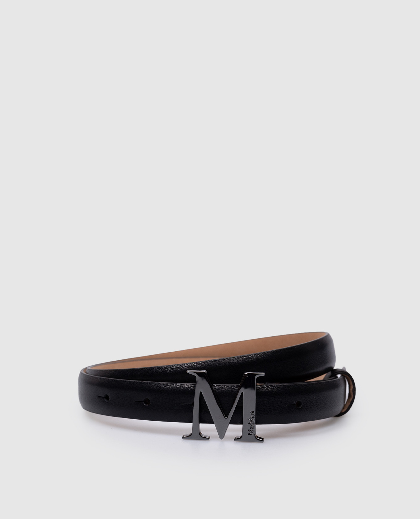 CLASSIC black leather belt with logo engraving