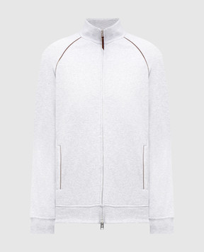 Brunello Cucinelli Серая меланжевая спортивная куртка с окантовкой MW8639087G