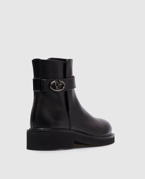 Valentino Чорні шкіряні черевики VLOGO LOCKER 5W0S0JS8LXX