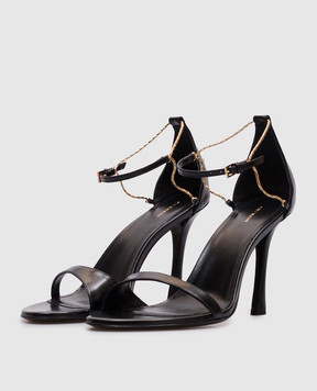 Givenchy Черные кожаные босоножки 4G BE309ME0MV